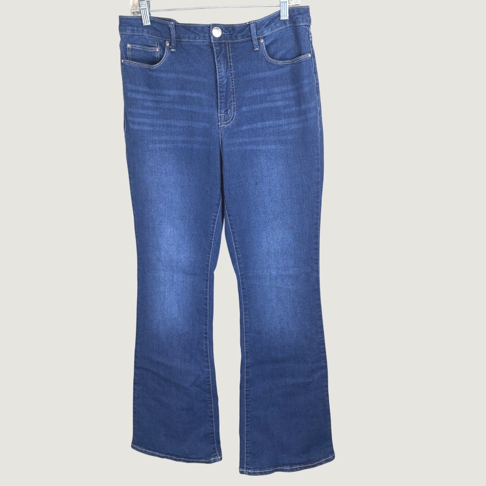 Seven7 Womens 12 Slim Flare Jeans Dark Wash High Rise Stretch Denim 5 pocket